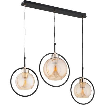 Suspension glamour noire verre ambré 3xE27 Alfa Delsi - Publicité Suspension glamour noire verre ambré 3xE27 Alfa Delsi - Publicité