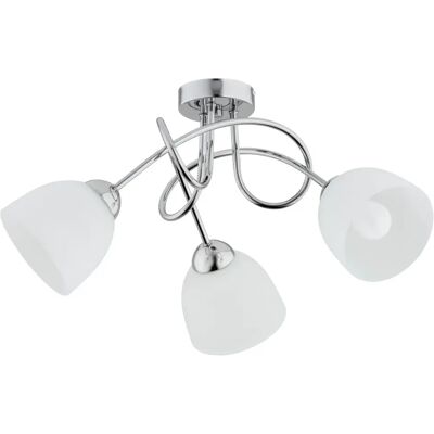 Alfa Plafonnier moderne chromé 3 globes verre blanc E27 - Publicité Alfa Plafonnier moderne chromé 3 globes verre blanc E27 - Publicité