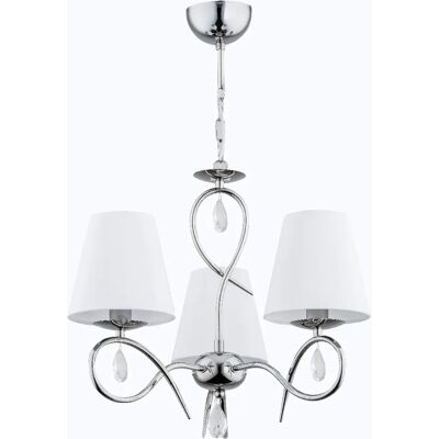 Alfa Suspension SYNA chromée abat-jour blanc 3xE14 cristal - Publicité Alfa Suspension SYNA chromée abat-jour blanc 3xE14 cristal - Publicité
