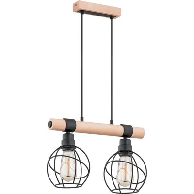 Alfa Suspension loft bois clair abat-jour filaire 2xE27 - Publicité Alfa Suspension loft bois clair abat-jour filaire 2xE27 - Publicité