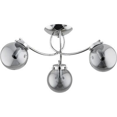 Alfa Plafonnier moderne chromé 3 globes fumés E14 LUCIE - Publicité Alfa Plafonnier moderne chromé 3 globes fumés E14 LUCIE - Publicité