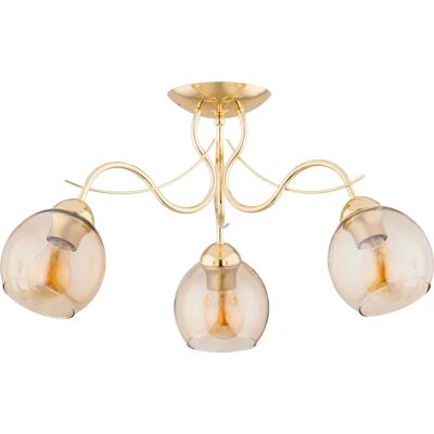 Plafonnier NARIA Alfa laiton verre, globes ambre 3xE27 - Publicité Plafonnier NARIA Alfa laiton verre, globes ambre 3xE27 - Publicité
