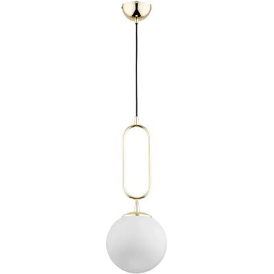 Suspension Alfa Vavil or/noir globe verre blanc Ø20 E27 - Publicité Suspension Alfa Vavil or/noir globe verre blanc Ø20 E27 - Publicité
