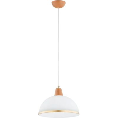 Suspension dôme blanc-or bois Ø30 cm E27 15W Alfa REY - Publicité Suspension dôme blanc-or bois Ø30 cm E27 15W Alfa REY - Publicité