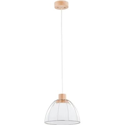Suspension Vivio verre bois clair blanc E27 Ø26 Alfa - Publicité Suspension Vivio verre bois clair blanc E27 Ø26 Alfa - Publicité