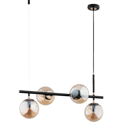 Suspension glamour noire 4xE14 verre ambre Fiore Alfa - Publicité Suspension glamour noire 4xE14 verre ambre Fiore Alfa - Publicité