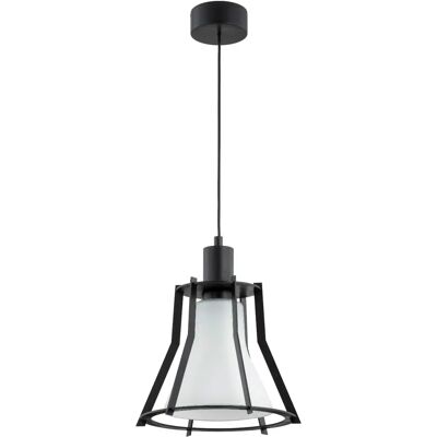 Alfa Suspension moderne noire globe verre blanc E27 15W - Publicité Alfa Suspension moderne noire globe verre blanc E27 15W - Publicité
