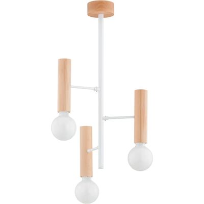 Suspension minimaliste bois clair blanc 3xE27 Alfa - Publicité Suspension minimaliste bois clair blanc 3xE27 Alfa - Publicité