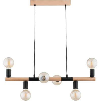 Suspension scandinave bois clair/noir 6xE27 Lido Alfa - Publicité Suspension scandinave bois clair/noir 6xE27 Lido Alfa - Publicité