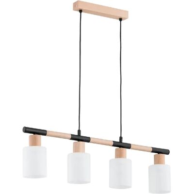 Suspension DELLA Alfa bois scandinave barre 4xE27 table - Publicité Suspension DELLA Alfa bois scandinave barre 4xE27 table - Publicité