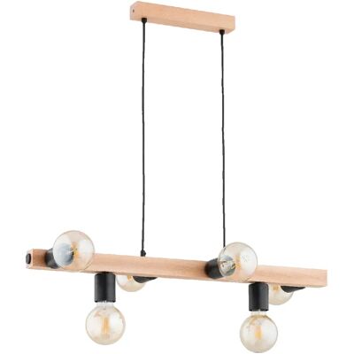 Suspension barre bois scandinave 6xE27 Alfa Impuls - Publicité Suspension barre bois scandinave 6xE27 Alfa Impuls - Publicité