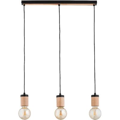 Suspension loft noire barre bois Safari Alfa 3xE27 - Publicité Suspension loft noire barre bois Safari Alfa 3xE27 - Publicité