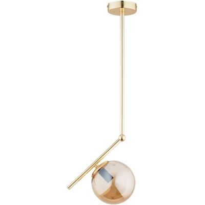 Suspension glamour dorée verre ambre boule E14 Alfa - Publicité Suspension glamour dorée verre ambre boule E14 Alfa - Publicité