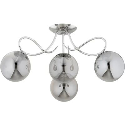 Plafonnier OXA Alfa chrome, globes verre fumé 4xE14 - Publicité Plafonnier OXA Alfa chrome, globes verre fumé 4xE14 - Publicité
