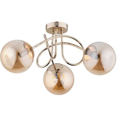 Plafonnier glamour doré 3 globes ambre E14 Alfa Banko - Publicité Plafonnier glamour doré 3 globes ambre E14 Alfa Banko - Publicité