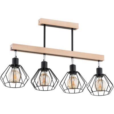 Plafonnier scandinave barre bois noir 4xE27 Pilar Alfa - Publicité Plafonnier scandinave barre bois noir 4xE27 Pilar Alfa - Publicité