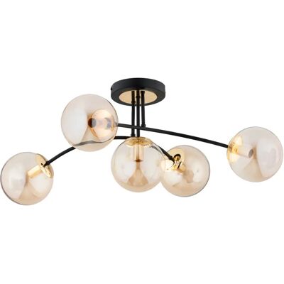 Alfa Plafonnier glamour noir/or 5 globes ambre E14 LATINA - Publicité Alfa Plafonnier glamour noir/or 5 globes ambre E14 LATINA - Publicité