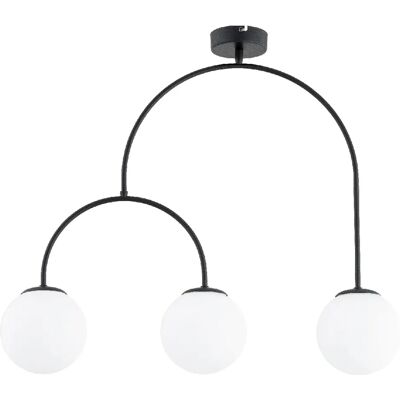 Alfa Suspension Dilar noire, 3 globes verre blanc, 3xE14 10W - Publicité Alfa Suspension Dilar noire, 3 globes verre blanc, 3xE14 10W - Publicité