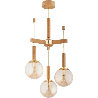 Suspension nordique bois verre ambre 3xE14 Alfa Gidia - Publicité Suspension nordique bois verre ambre 3xE14 Alfa Gidia - Publicité