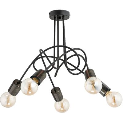 Plafonnier loft noir métal TANGO Alfa 5xE27 15W 56cm - Publicité Plafonnier loft noir métal TANGO Alfa 5xE27 15W 56cm - Publicité