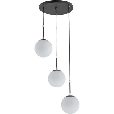Suspension minimaliste noire cuivre 3xE14 SEBIA Alfa - Publicité Suspension minimaliste noire cuivre 3xE14 SEBIA Alfa - Publicité