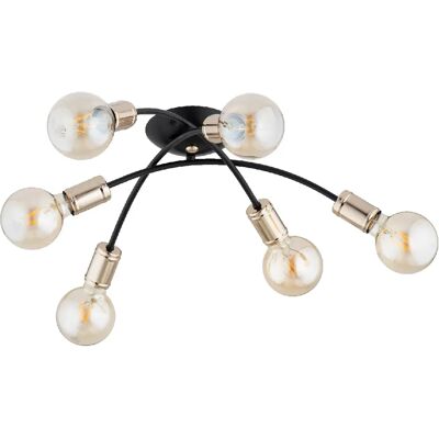 Plafonnier loft métal Sedna Alfa noir/or 6xE27 52cm - Publicité Plafonnier loft métal Sedna Alfa noir/or 6xE27 52cm - Publicité