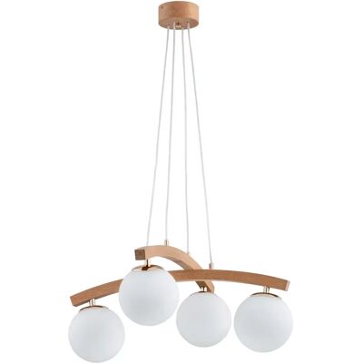 Suspension scandi bois, globes blancs 4xE14 Alfa Mikser - Publicité Suspension scandi bois, globes blancs 4xE14 Alfa Mikser - Publicité