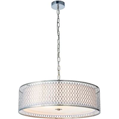 Suspension Cordero 3 Lumières - Nickel Satin - Blanc - Publicité Suspension Cordero 3 Lumières - Nickel Satin - Blanc - Publicité