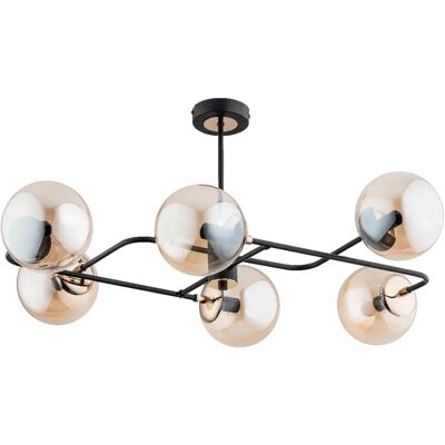 Alfa Plafonnier glamour noir doré globes ambre 6xE14 Lentus - Publicité Alfa Plafonnier glamour noir doré globes ambre 6xE14 Lentus - Publicité