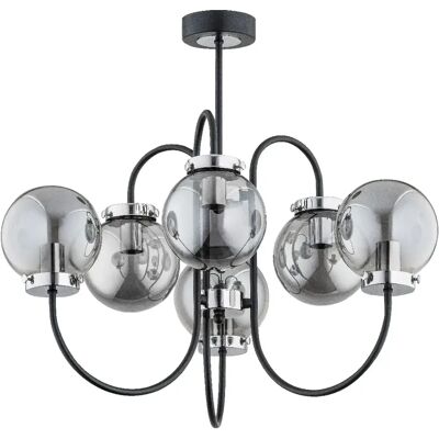 Alfa Lustre moderne noir argent, boules verre, 6xE14 MIDAS - Publicité Alfa Lustre moderne noir argent, boules verre, 6xE14 MIDAS - Publicité
