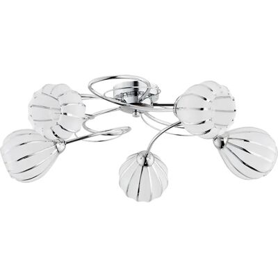 Plafonnier blanc/chrome bras torsadés 5xE14 10W REDA Alfa - Publicité Plafonnier blanc/chrome bras torsadés 5xE14 10W REDA Alfa - Publicité