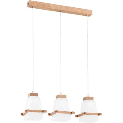 Suspension Velsa bois clair 3xE27 abat-jour blanc Alfa - Publicité Suspension Velsa bois clair 3xE27 abat-jour blanc Alfa - Publicité