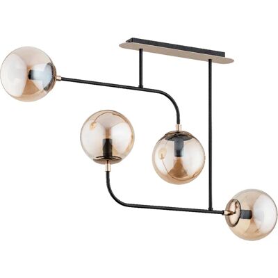 Suspension or/noir 4 globes ambre E14 Taco 53cm Alfa - Publicité Suspension or/noir 4 globes ambre E14 Taco 53cm Alfa - Publicité