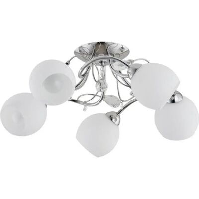Alfa Plafonnier moderne LIVIA 5 globes verre chrome E14 - Publicité Alfa Plafonnier moderne LIVIA 5 globes verre chrome E14 - Publicité