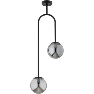 Suspension moderne noire, boules fumées, 2xE14 Alfa - Publicité Suspension moderne noire, boules fumées, 2xE14 Alfa - Publicité