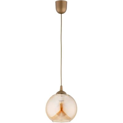 Suspension dorée boule verre ambre Ø20 E27 Alfa Fico - Publicité Suspension dorée boule verre ambre Ø20 E27 Alfa Fico - Publicité