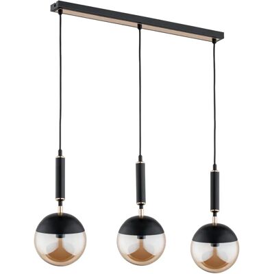 Suspension MARAKAS noir-or 3 globes verre E14 Alfa - Publicité Suspension MARAKAS noir-or 3 globes verre E14 Alfa - Publicité