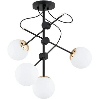 Suspension moderne noire globes blancs 4xE14 Alfa Olimp - Publicité Suspension moderne noire globes blancs 4xE14 Alfa Olimp - Publicité
