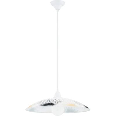 Suspension ronde blanche motif métal Ø47 E27 Alfa Flores - Publicité Suspension ronde blanche motif métal Ø47 E27 Alfa Flores - Publicité