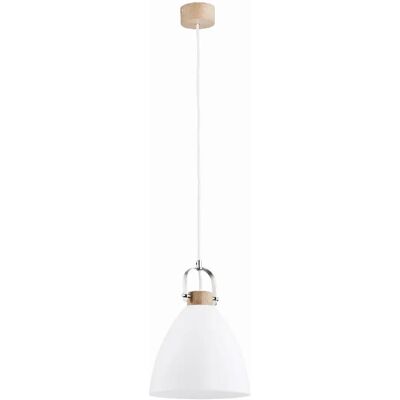 Suspension Alfa Hermina blanche métal/bois Ø22 E27 60W - Publicité Suspension Alfa Hermina blanche métal/bois Ø22 E27 60W - Publicité