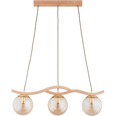 Suspension nordique bois, 3 globes ambre E14 Alfa Fores - Publicité Suspension nordique bois, 3 globes ambre E14 Alfa Fores - Publicité