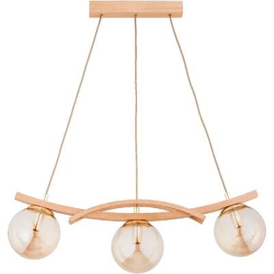 Suspension scandinave bois ambre 3xE14 Sana Alfa 80cm - Publicité Suspension scandinave bois ambre 3xE14 Sana Alfa 80cm - Publicité