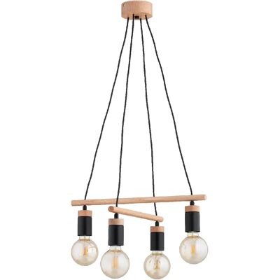 Suspension scandinave bois noir 4xE27 Alfa Milto Ø50 - Publicité Suspension scandinave bois noir 4xE27 Alfa Milto Ø50 - Publicité
