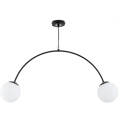 Suspension BEND noire, 2 globes verre blanc E14 Alfa - Publicité Suspension BEND noire, 2 globes verre blanc E14 Alfa - Publicité