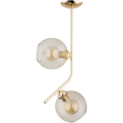 Suspension glamour laiton doré verre 2xE27 Alfa Lalen - Publicité Suspension glamour laiton doré verre 2xE27 Alfa Lalen - Publicité