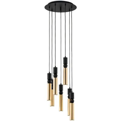 Suspension ALAS Jupiter ronde Ø37 noir-or tubes 7xGU10 - Publicité Suspension ALAS Jupiter ronde Ø37 noir-or tubes 7xGU10 - Publicité