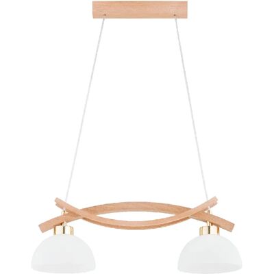 Suspension scandinave bois, 2 globes blancs E27 Alfa - Publicité Suspension scandinave bois, 2 globes blancs E27 Alfa - Publicité