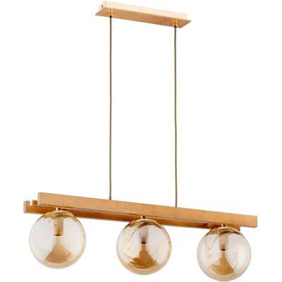 Suspension bois doré 3 abat-jour ambre 3xE14 Megi Alfa - Publicité Suspension bois doré 3 abat-jour ambre 3xE14 Megi Alfa - Publicité