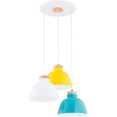 Alfa Suspension loft blanche bois, 3 abat-jour E27 Lorien - Publicité Alfa Suspension loft blanche bois, 3 abat-jour E27 Lorien - Publicité