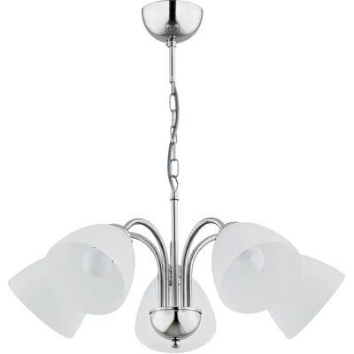 Suspension chrome à chaîne blanc 5xE27 15W Tora Alfa - Publicité Suspension chrome à chaîne blanc 5xE27 15W Tora Alfa - Publicité